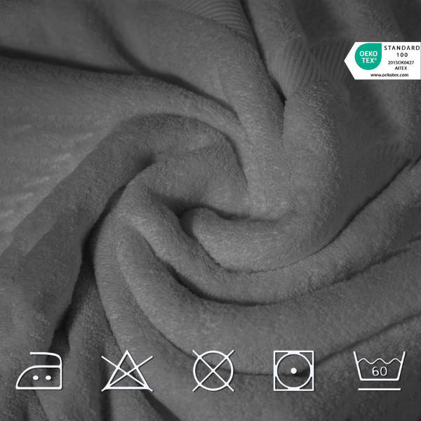 4er Set Handtücher 50x100 cm aus 100% Baumwolle in Grau, weich und saugstark, flauschige Frottee-Qualität, gestapelt dargestellt für Badezimmer und Wellness Nutzung