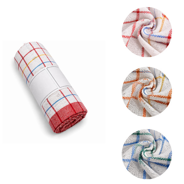 Karierte Geschirrtücher aus 100 % Baumwolle in klassischem Küchendesign, saugstark, strapazierfähig und ideal zum Abtrocknen von Geschirr und Gläsern.