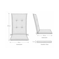 Julido Hochlehner Auflage 120x50x5cm Gartenstuhlauflage Kopfpolster UV-beständig