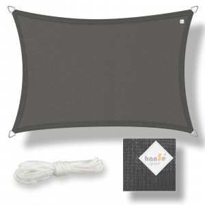 hanSe Sonnensegel HDPE 4x5m konkav wetterfest Schattenspender im Garten Terrasse