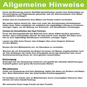 Auflagentasche Hochlehner 130x32x50 cm wasserdicht