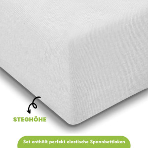Julido Jersey Spannbettlaken 140–160x200cm Weiss aus 100% Baumwolle atmungsaktiv