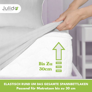 Julido Jersey Spannbettlaken 140–160x200cm Weiss aus 100% Baumwolle atmungsaktiv
