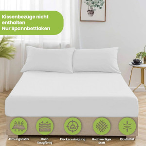 Julido Jersey Spannbettlaken 140–160x200cm Weiss aus 100% Baumwolle atmungsaktiv