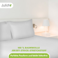 Julido Jersey Spannbettlaken 140–160x200cm Weiss aus 100% Baumwolle atmungsaktiv