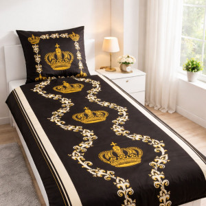 Edle Bettwäsche Krone Gold 135x200cm – Königlicher Schlafkomfort atmungsaktiv