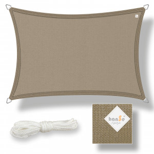 hanSe Sonnensegel 2x3m Taupe in HDPE UV-beständig & wetterfesst für den Garten