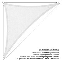 hanSe Sonnensegel 3x3x3m Weiss HDPE UV-beständig & wetterfest für den Garten