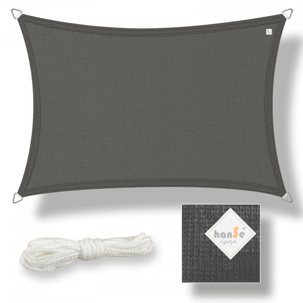 hanSe Sonnensegel 3x4m Creme in HDPE UV-beständig & wetterfest für den Garten