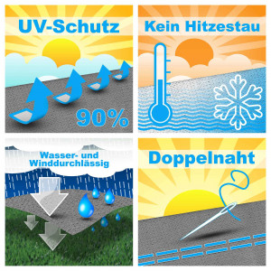 hanSe Sonnensegel 3x4m Creme in HDPE UV-beständig & wetterfest für den Garten